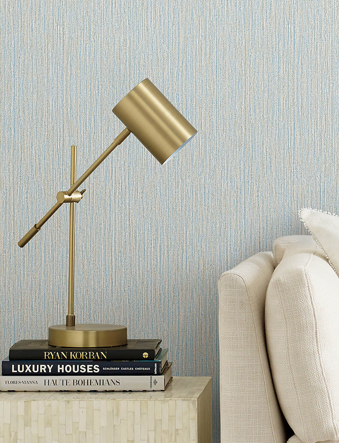 Bowman Light Blue Faux Linen Wallpaper  | Brewster Wallcovering - The WorkRm