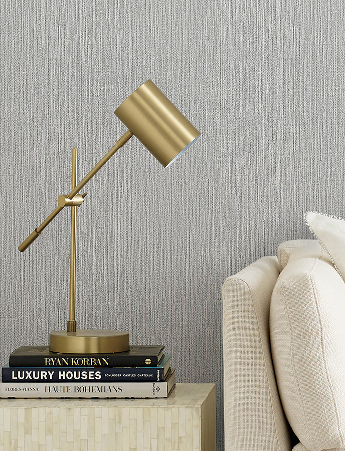 Bowman Charcoal Faux Linen Wallpaper  | Brewster Wallcovering - The WorkRm