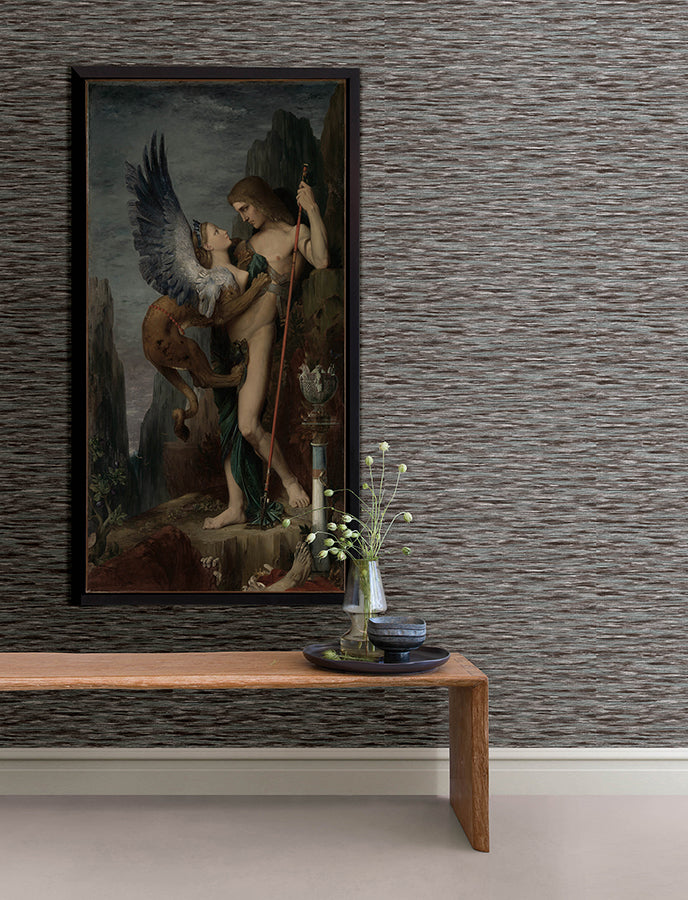 Hazen Chocolate Striated Wallpaper - Brewster Wallcovering