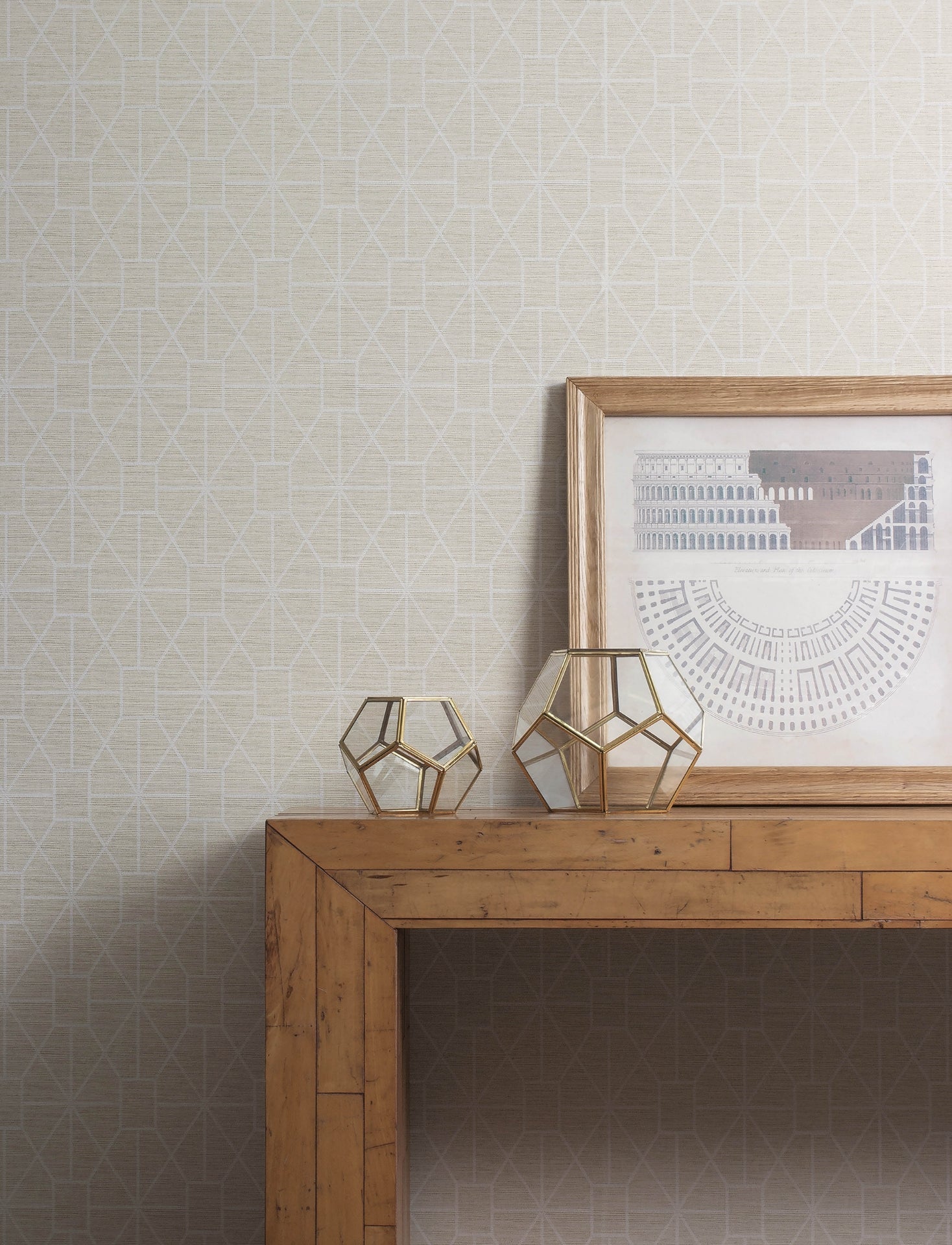 Stevenson Natural Trellis Wallpaper - Brewster Wallcovering