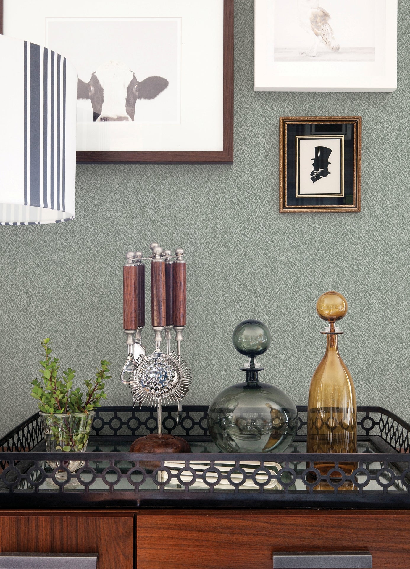 Ashbee Green Faux Tweed Wallpaper  | Brewster Wallcovering - The WorkRm