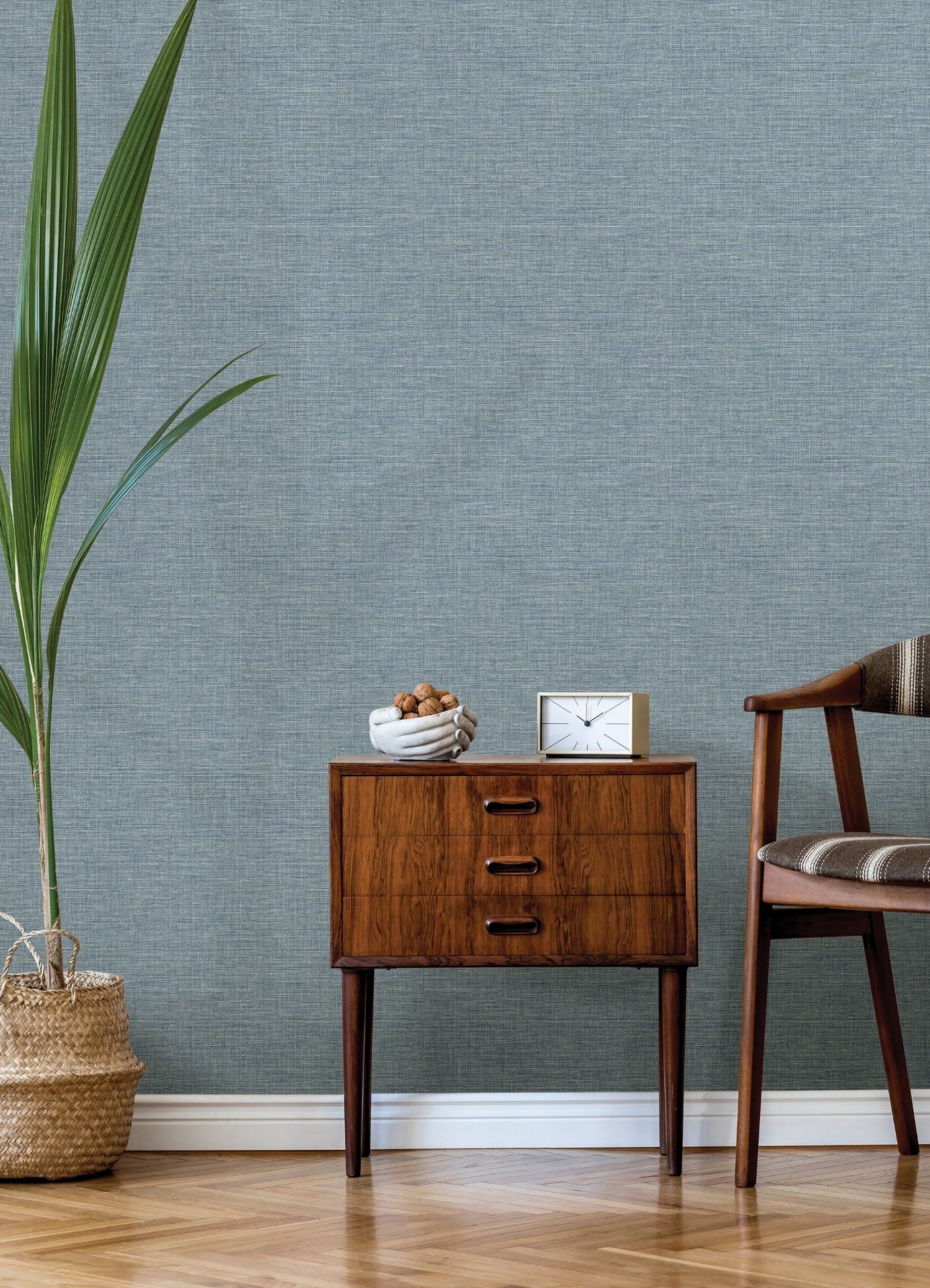 Exhale Sky Blue Faux Grasscloth Wallpaper - Brewster Wallcovering