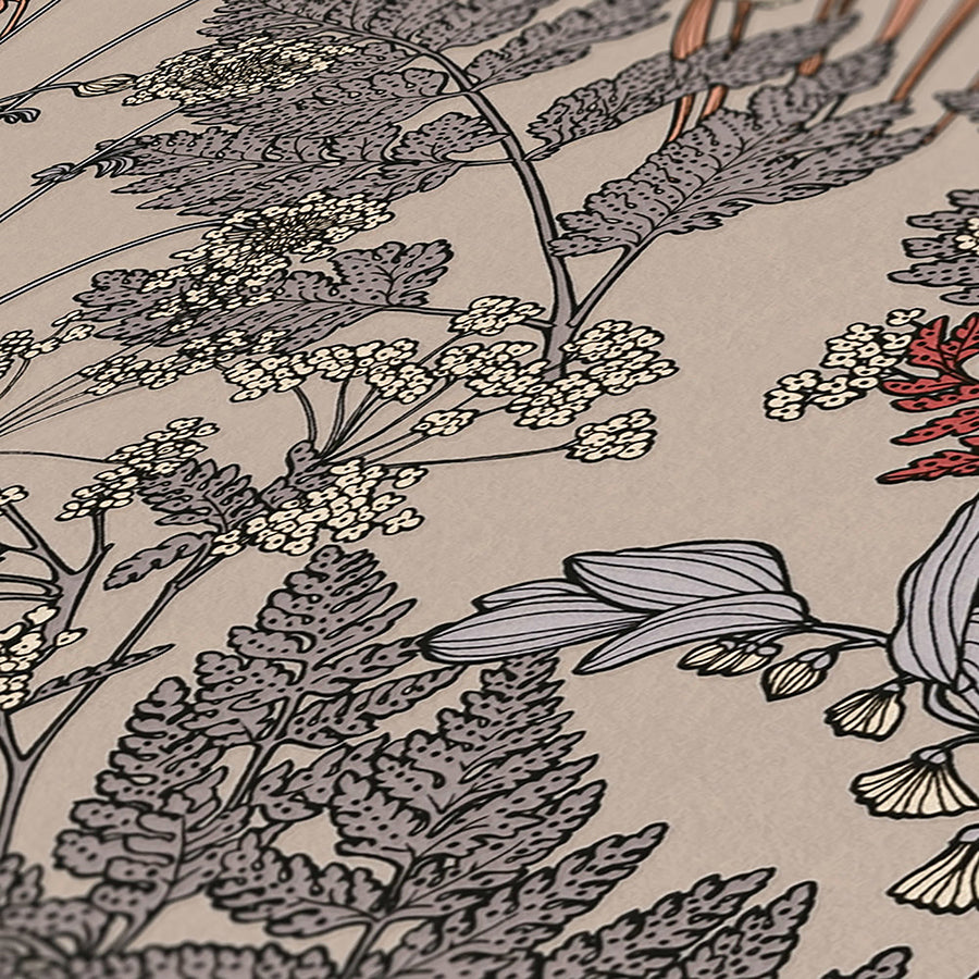 Ayla Neutral Wildflowers Wallpaper  | Brewster Wallcovering
