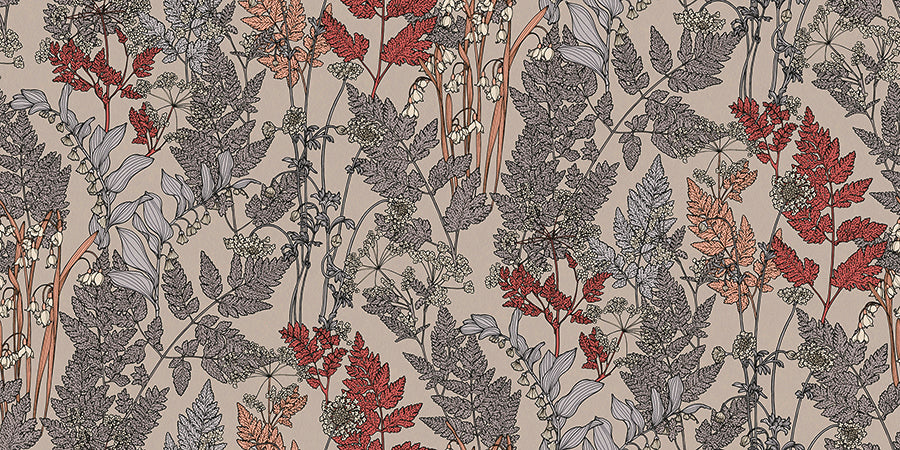 Ayla Neutral Wildflowers Wallpaper - Brewster Wallcovering