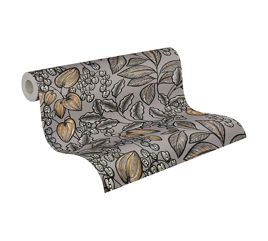 Leif Grey Vine Trail Wallpaper - Brewster Wallcovering