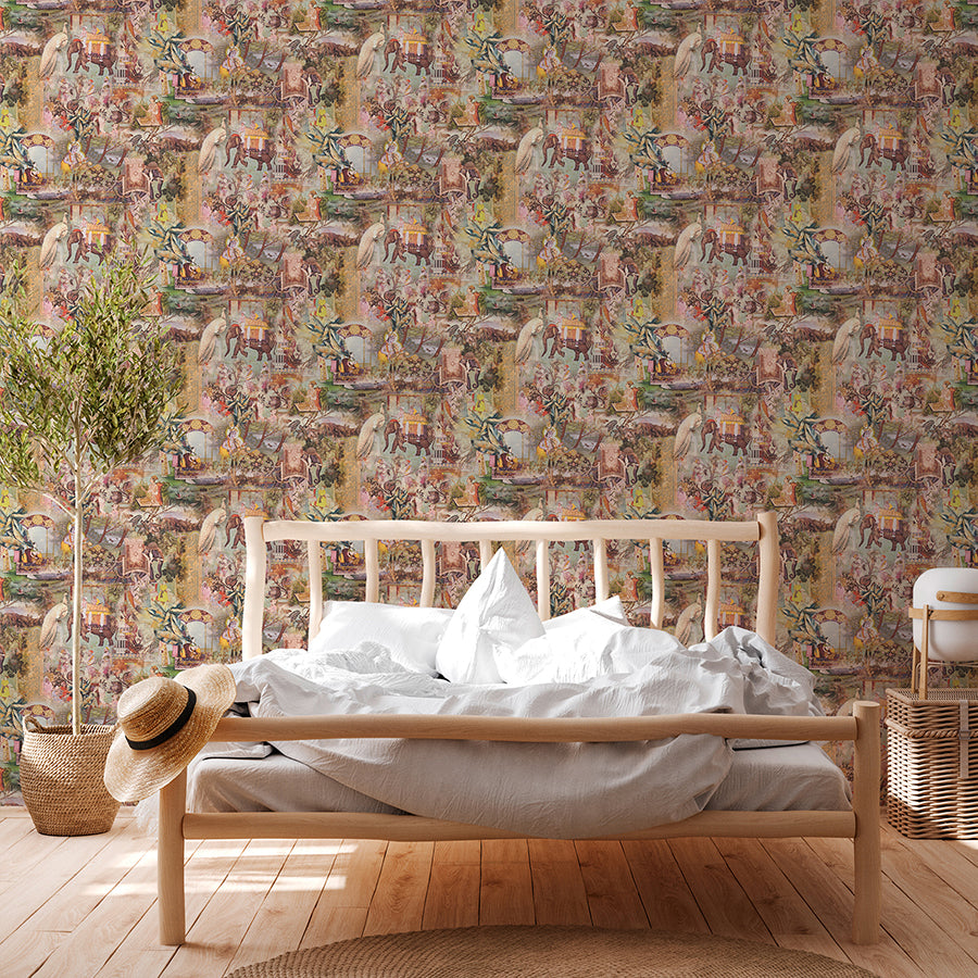 Fenmore Olive Indian Safari Wallpaper - Brewster Wallcovering