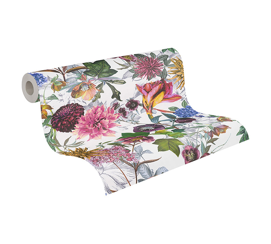 Althea White Flower Garden Wallpaper  | Brewster Wallcovering - The WorkRm