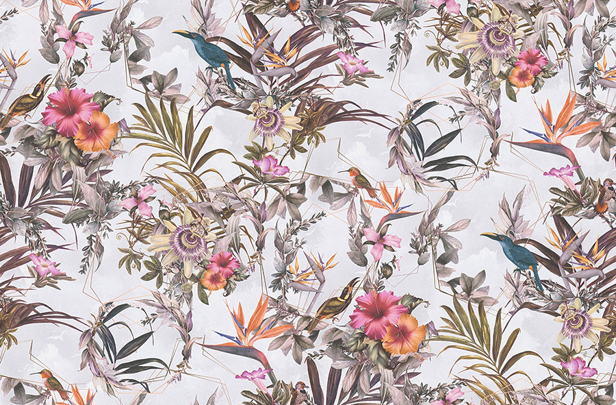 Hollis White Tropical Wallpaper  | Brewster Wallcovering - The WorkRm