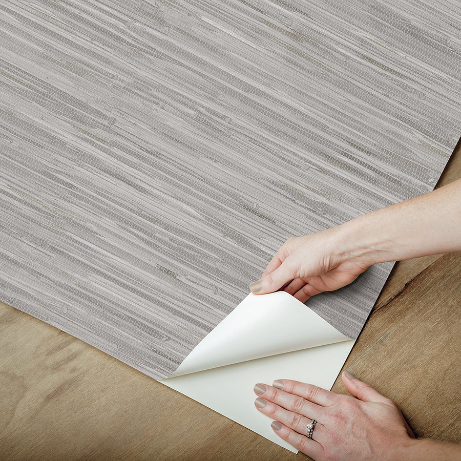 Grey Grassweave Peel and Stick Wallpaper  | Brewster Wallcovering