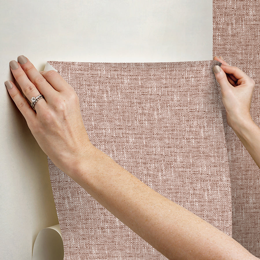 Terracotta Poplin Peel and Stick Wallpaper - Brewster Wallcovering