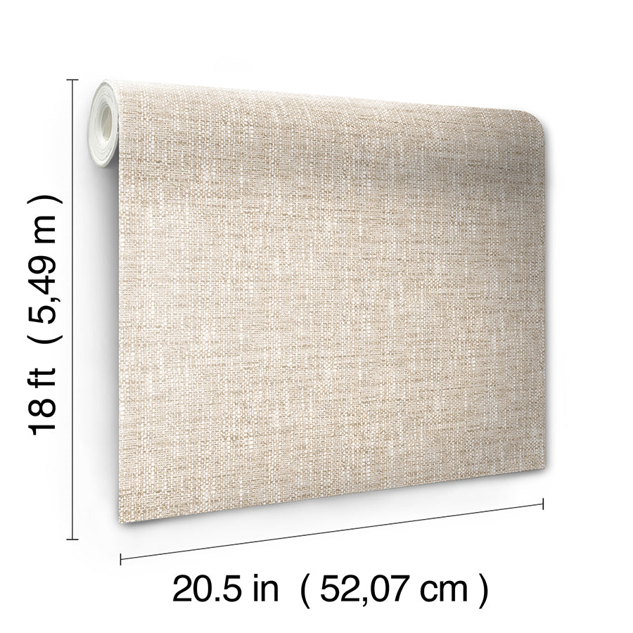 Tan Poplin Peel and Stick Wallpaper - Brewster Wallcovering