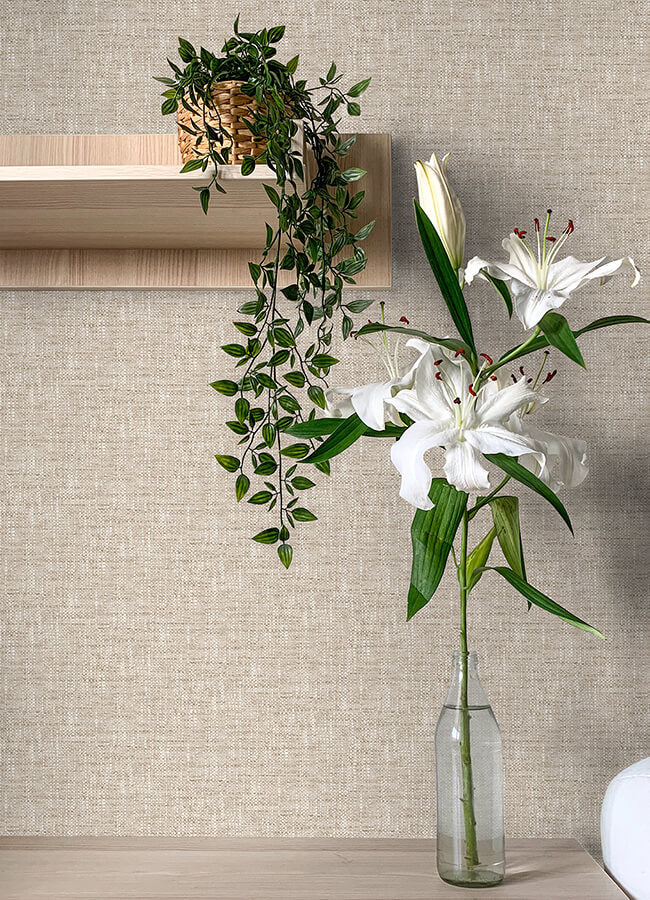Tan Poplin Peel and Stick Wallpaper - York Wallcoverings - NUS5002 - York Wallcoverings Wallpaper