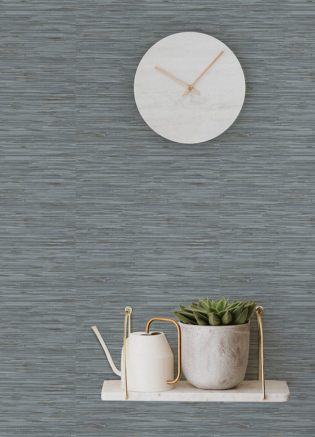 Blue Grassweave Peel and Stick Wallpaper - Brewster Wallcovering