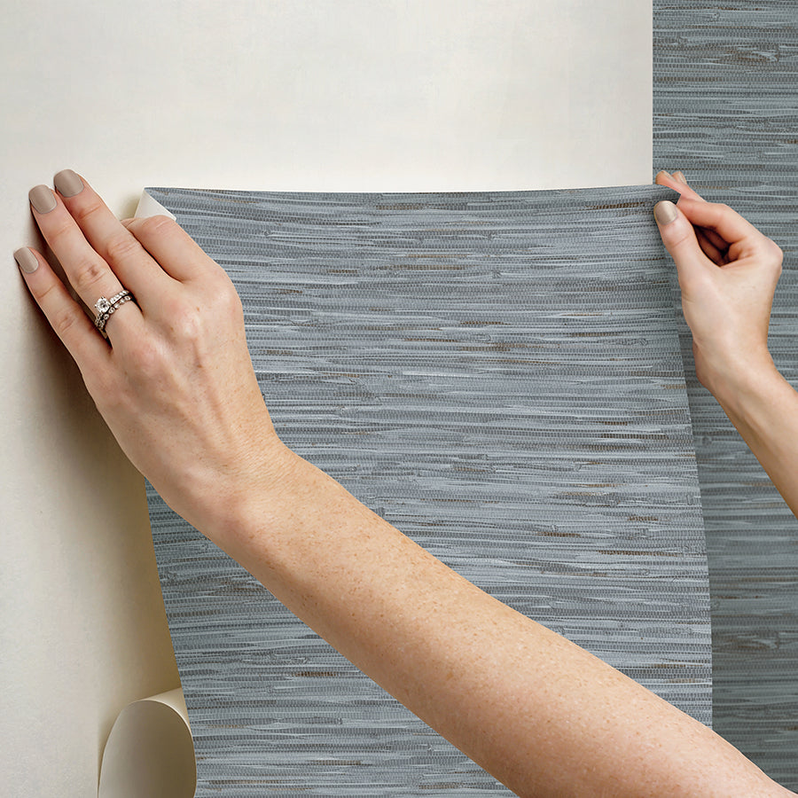 Blue Grassweave Peel and Stick Wallpaper  | Brewster Wallcovering - The WorkRm