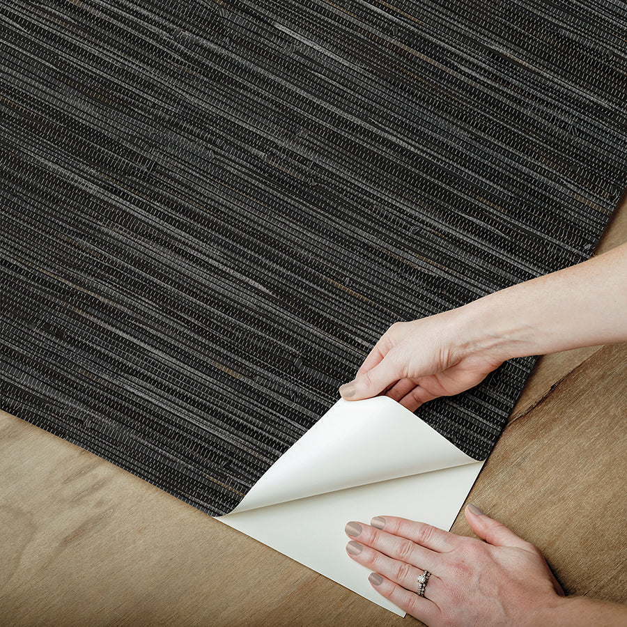 Black Grassweave Peel and Stick Wallpaper  | Brewster Wallcovering - The WorkRm