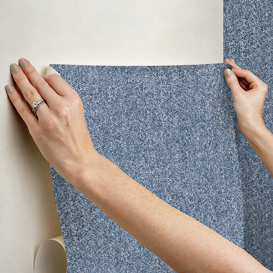 Navy Ashland Peel and Stick Wallpaper - Brewster Wallcovering