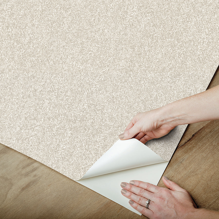 Taupe Ashland Peel and Stick Wallpaper - Brewster Wallcovering