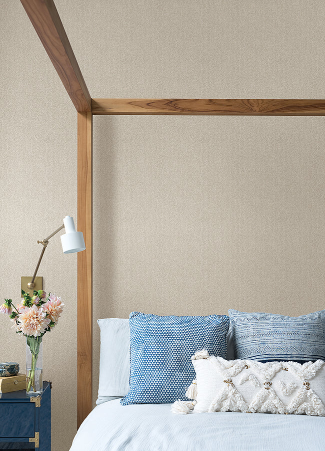 Taupe Ashland Peel and Stick Wallpaper - Brewster Wallcovering