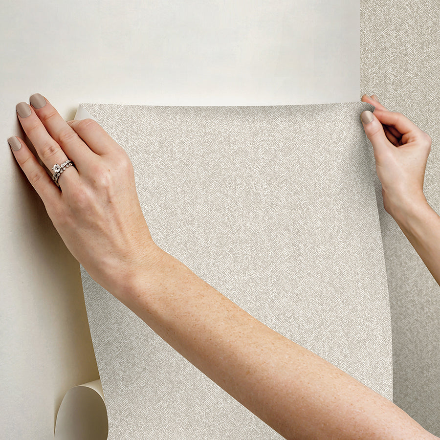 Taupe Ashland Peel and Stick Wallpaper - Brewster Wallcovering