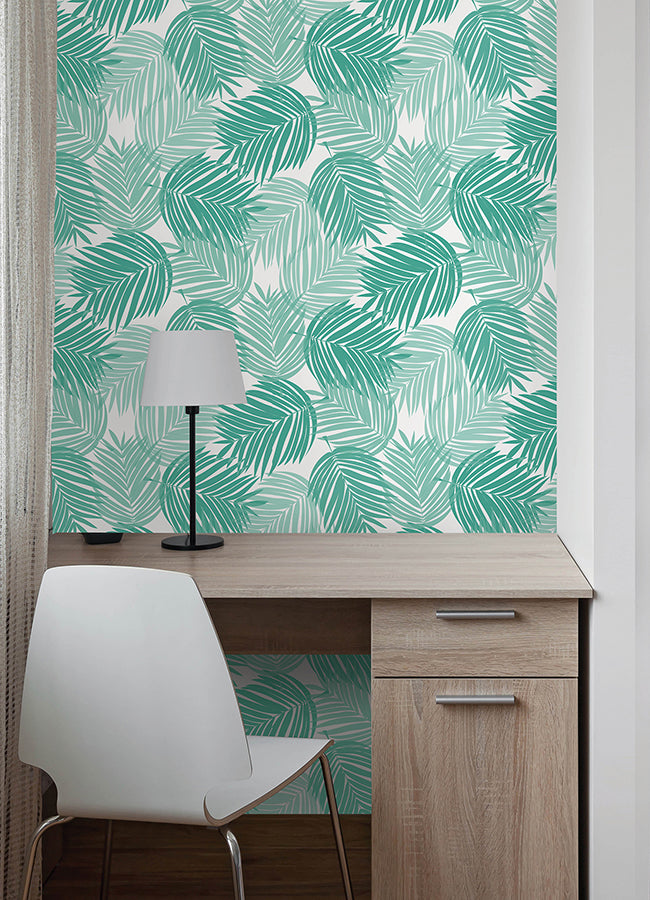 Palm Leaf Stay Palm Leaf Peel and Stick Wallpaper - Brewster Wallcovering