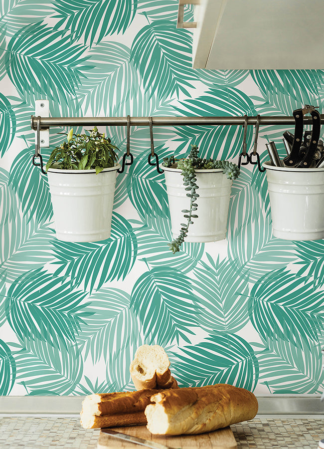 Palm Leaf Stay Palm Leaf Peel and Stick Wallpaper - Brewster Wallcovering