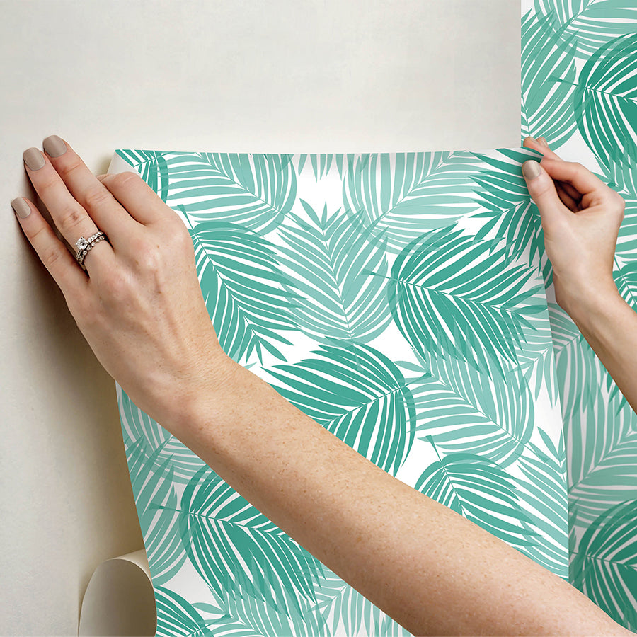 Palm Leaf Stay Palm Leaf Peel and Stick Wallpaper - Brewster Wallcovering