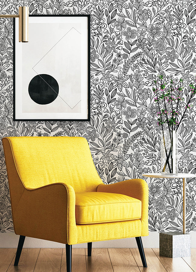 Garden Simply Stated Florals Flower Peel and Stick Wallpaper - Brewster Wallcovering