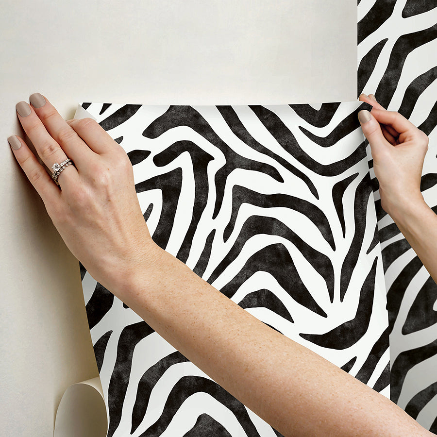 Black RuZebra Peel and Stick Wallpaper - Brewster Wallcovering