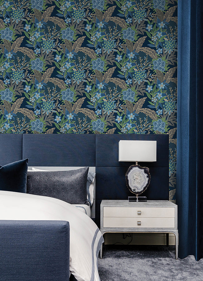 Azure Blue RuJardin Peel and Stick Wallpaper  | Brewster Wallcovering - The WorkRm