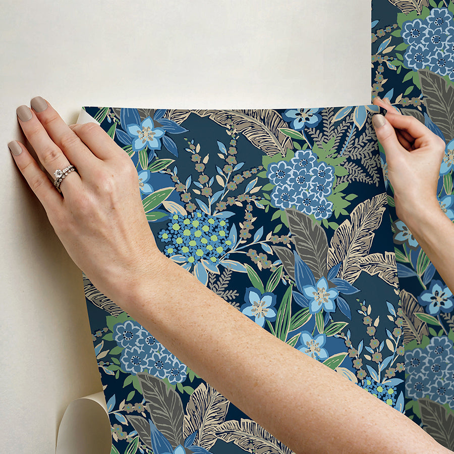 Azure Blue RuJardin Peel and Stick Wallpaper  | Brewster Wallcovering - The WorkRm