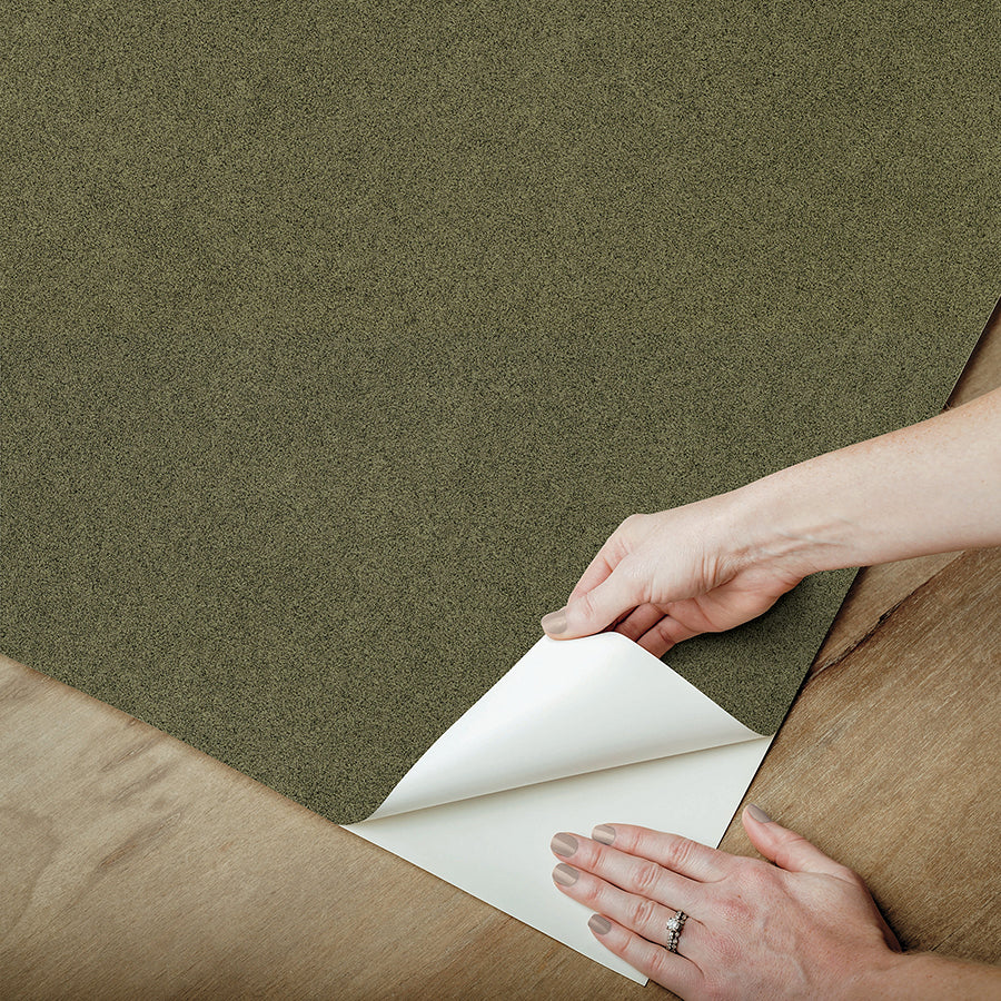 Olive Green RuSuede Peel and Stick Wallpaper - Brewster Wallcovering