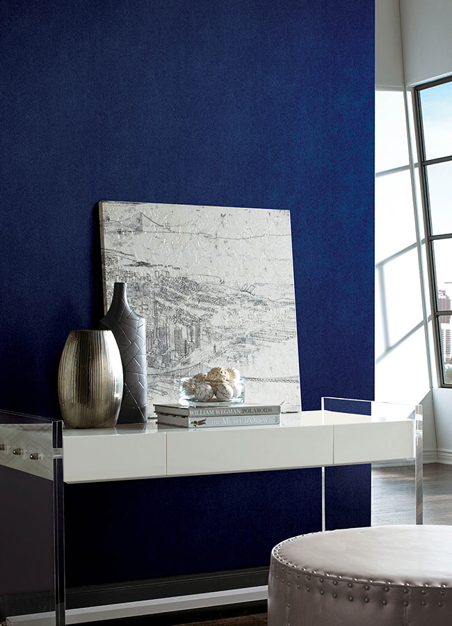 Azure Blue RuSuede Peel and Stick Wallpaper - Brewster Wallcovering