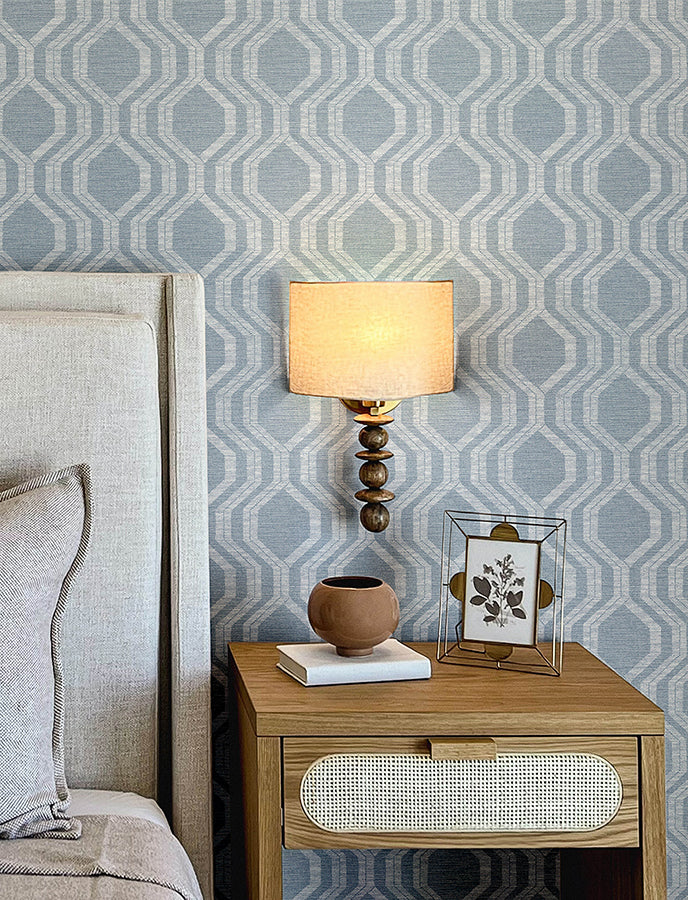 Burton Pewter Modern Ogee Wallpaper  | Brewster Wallcovering - The WorkRm