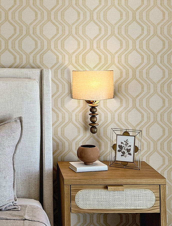 Burton Gold Modern Ogee Wallpaper  | Brewster Wallcovering - The WorkRm