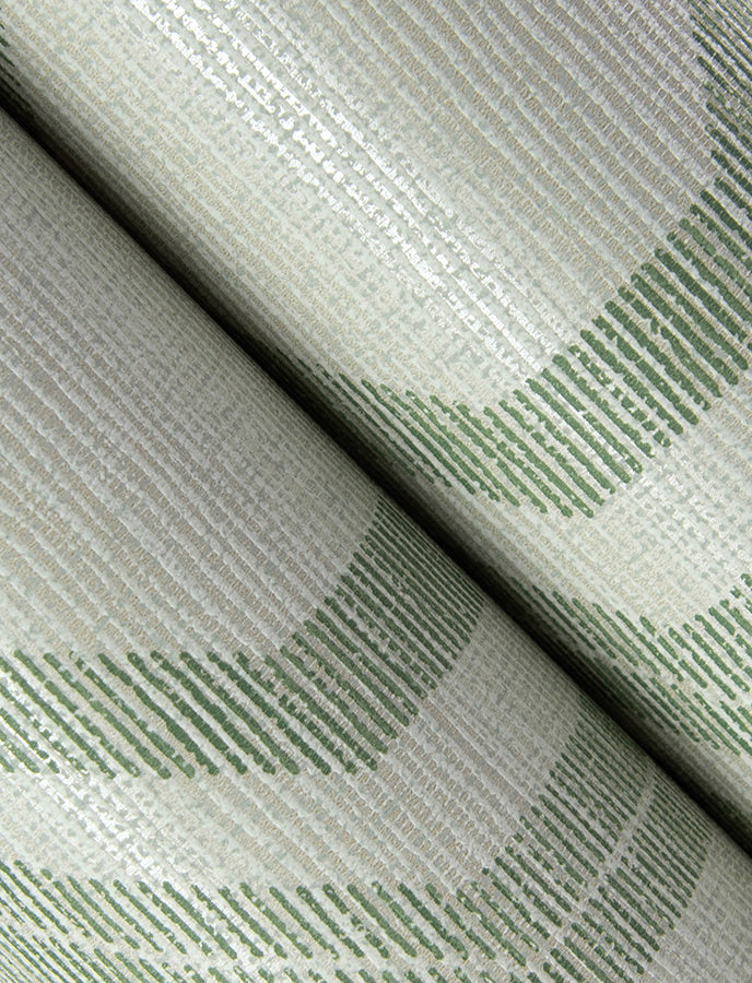 Burton Green Modern Ogee Wallpaper - Brewster Wallcovering