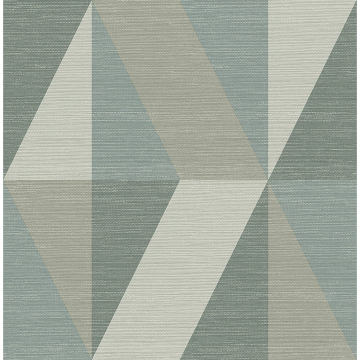 Picture of Winslow Green Geometric Faux Grasscloth Wallpaper