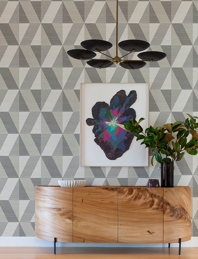 Winslow Stone Geometric Faux Grasscloth Wallpaper  | Brewster Wallcovering - The WorkRm