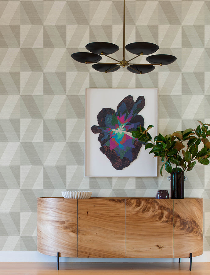 Winslow Bone Geometric Faux Grasscloth Wallpaper  | Brewster Wallcovering - The WorkRm