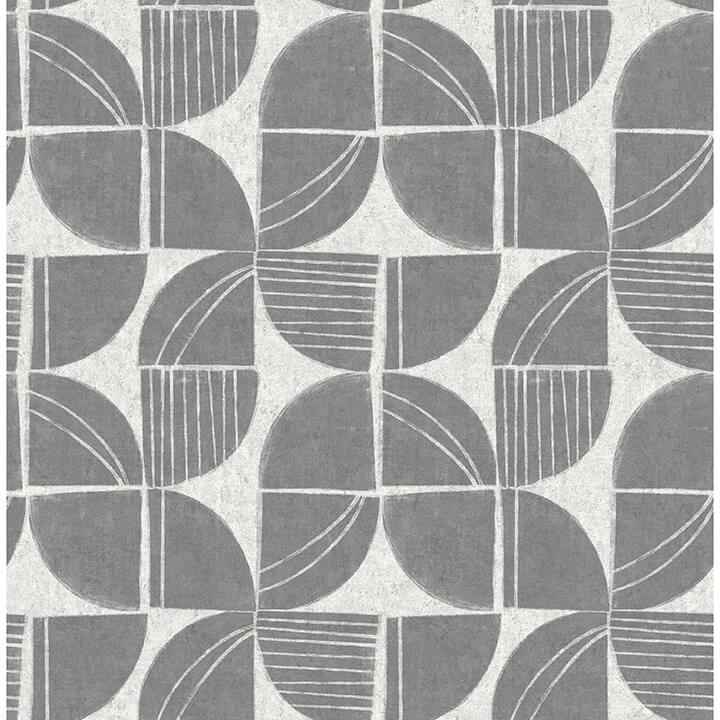 Baxter Charcoal Semicircle Mosaic Wallpaper - York Wallcoverings - 4141-27110