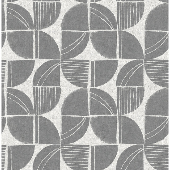 Brewster Wallcovering-Baxter Charcoal Semicircle Mosaic Wallpaper