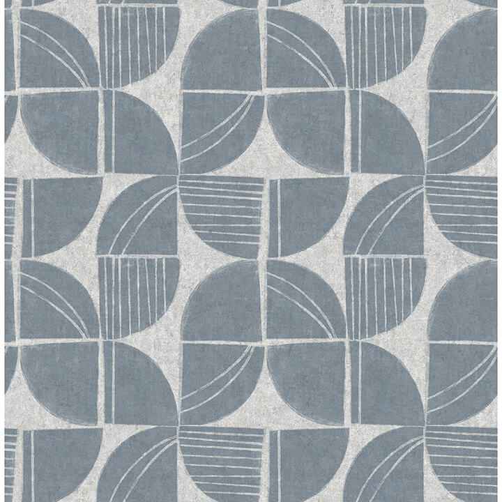 Baxter Denim Semicircle Mosaic Wallpaper - York Wallcoverings - 4141-27112 - York Wallcoverings Wallpaper