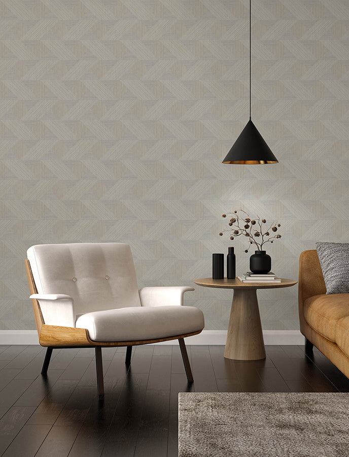 Presley Grey Tessellation Wallpaper - Brewster Wallcovering