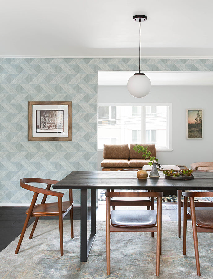 Presley Light Blue Tessellation Wallpaper - Brewster Wallcovering