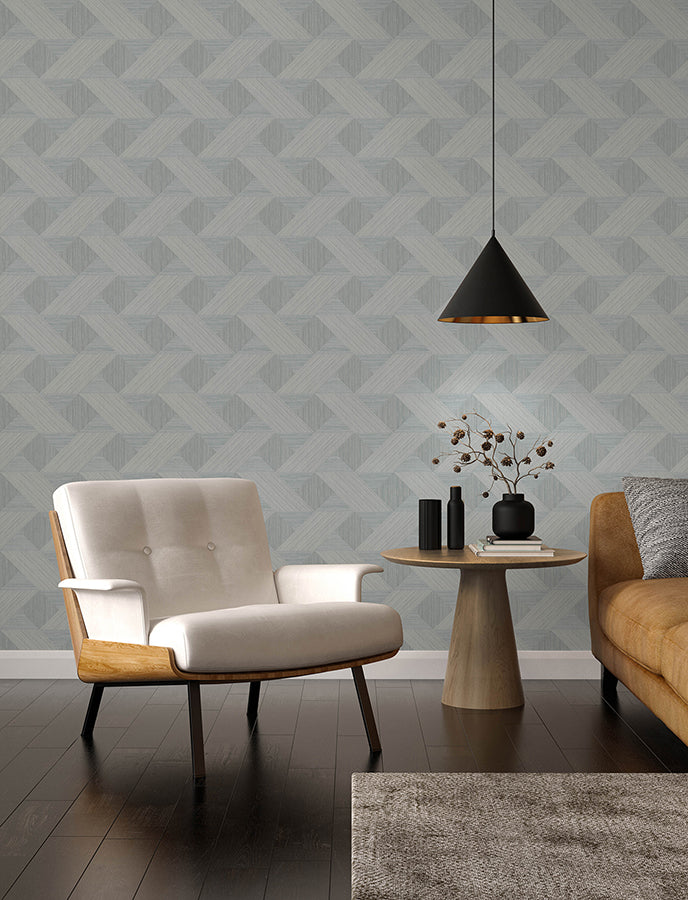 Presley Light Blue Tessellation Wallpaper - Brewster Wallcovering