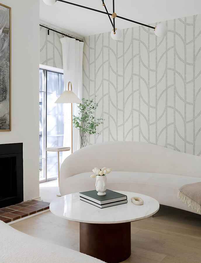 Harlow Silver Curved Contours Wallpaper - York Wallcoverings - 4141-27138 - York Wallcoverings Wallpaper