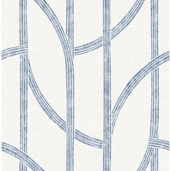 Picture of Harlow Indigo Curved Contours Wallpaper