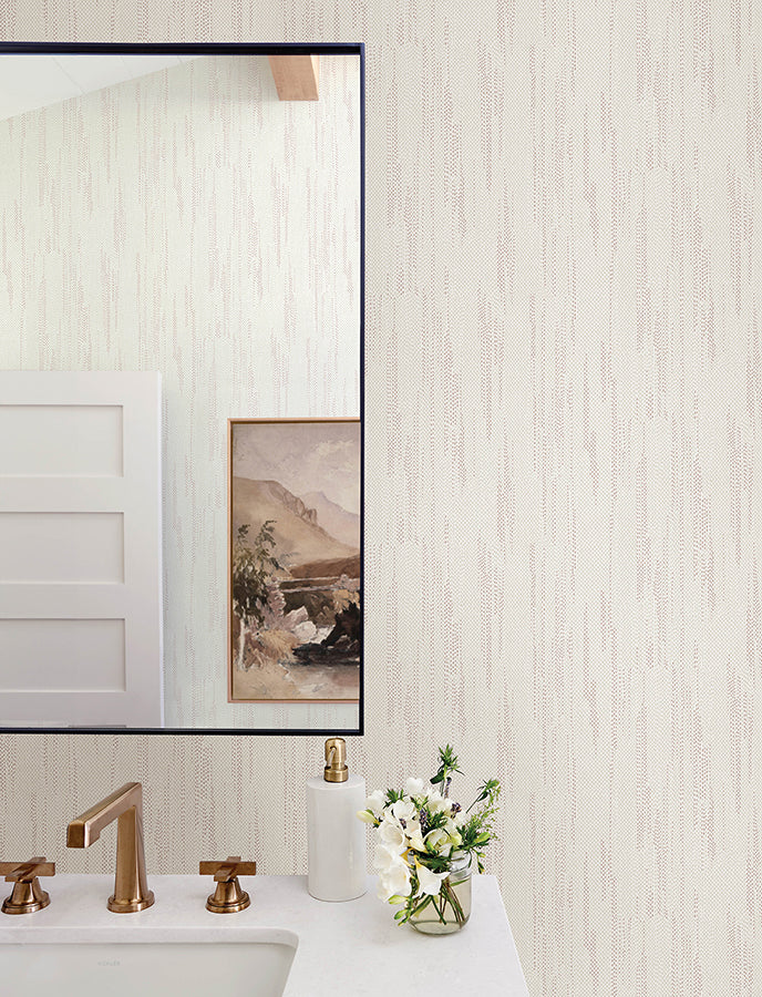 Baris Rose Gold Stipple Stripe Wallpaper  | Brewster Wallcovering