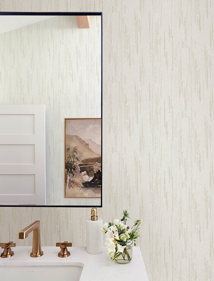 Baris Gold Stipple Stripe Wallpaper  | Brewster Wallcovering