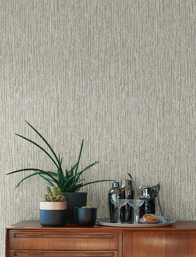 Corliss Neutral Beaded Strands Wallpaper - Brewster Wallcovering