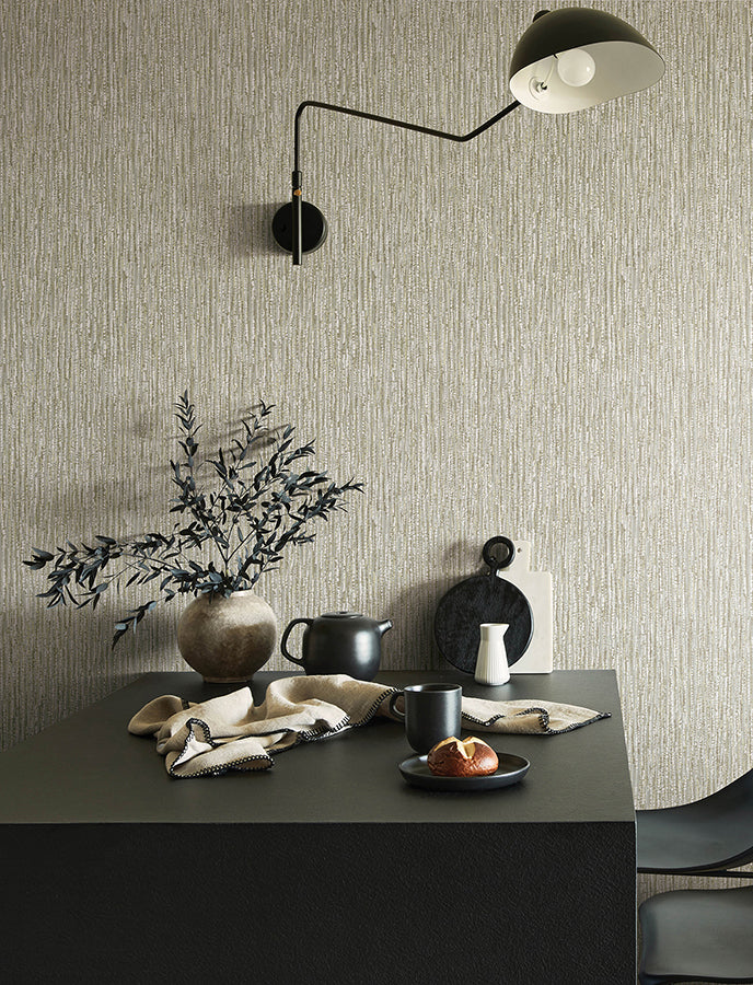 Corliss Neutral Beaded Strands Wallpaper - Brewster Wallcovering